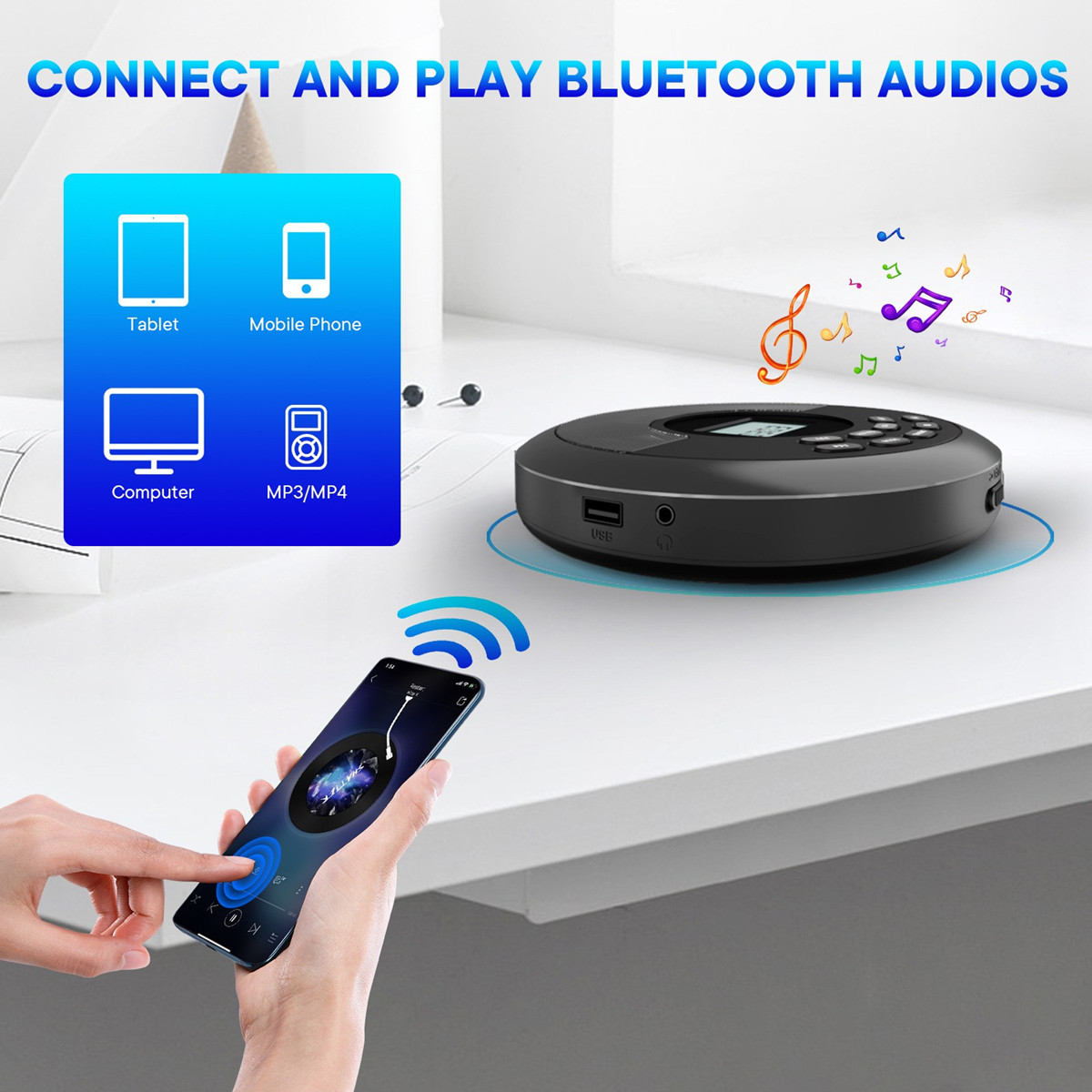 Mesin CD Disc Portabel Pemutar - Audio Music Mp3 Song ulasan dan harga